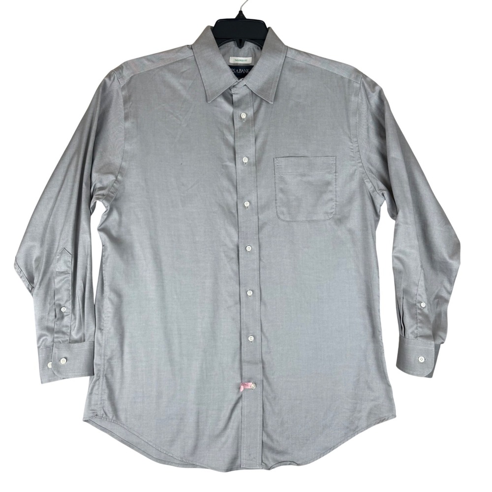 Jos. A. Bank Dress Shirt 16.5 32/33 Tailored Fit Grey Cotton Blend